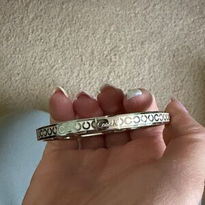 Coach Silver and Black Patterned Bracelet